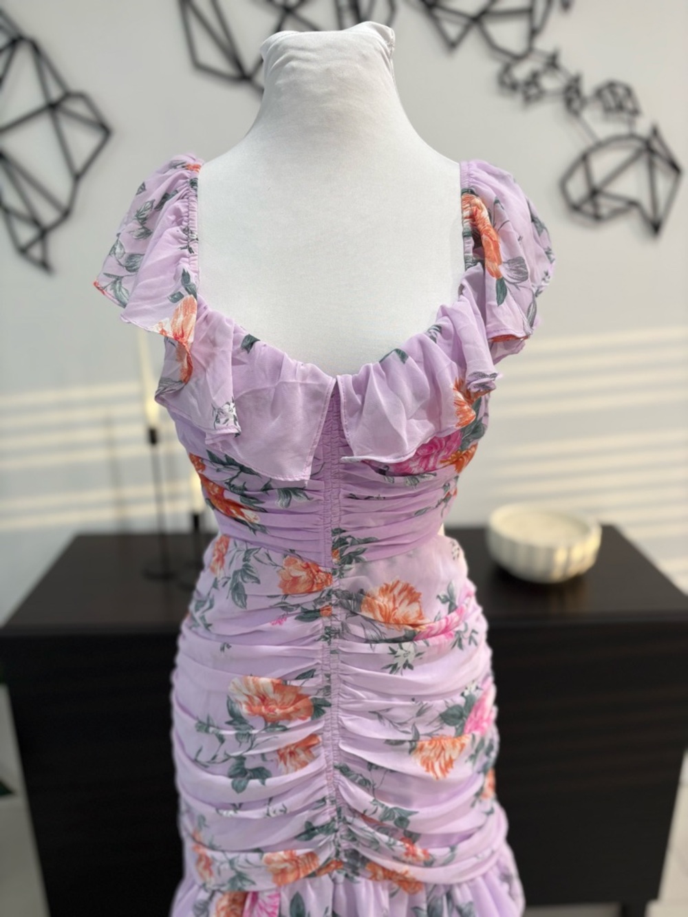 Astr Lavender Floral Ruffle High-Low Dress - Picture 6 of 8